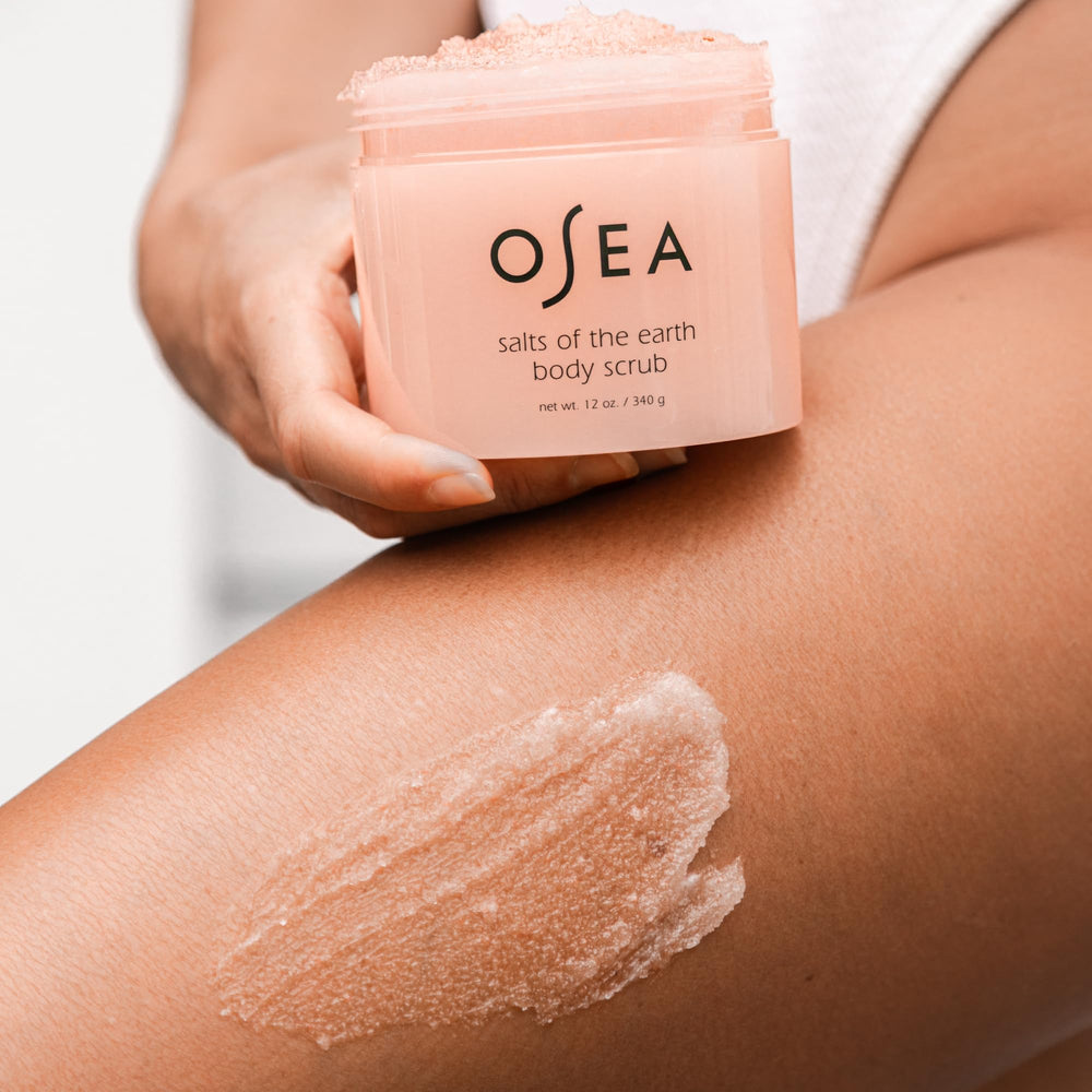 OSEA Salts of the Earth scrub shea butter swirl closeup nourishing rough skin with silky moisture