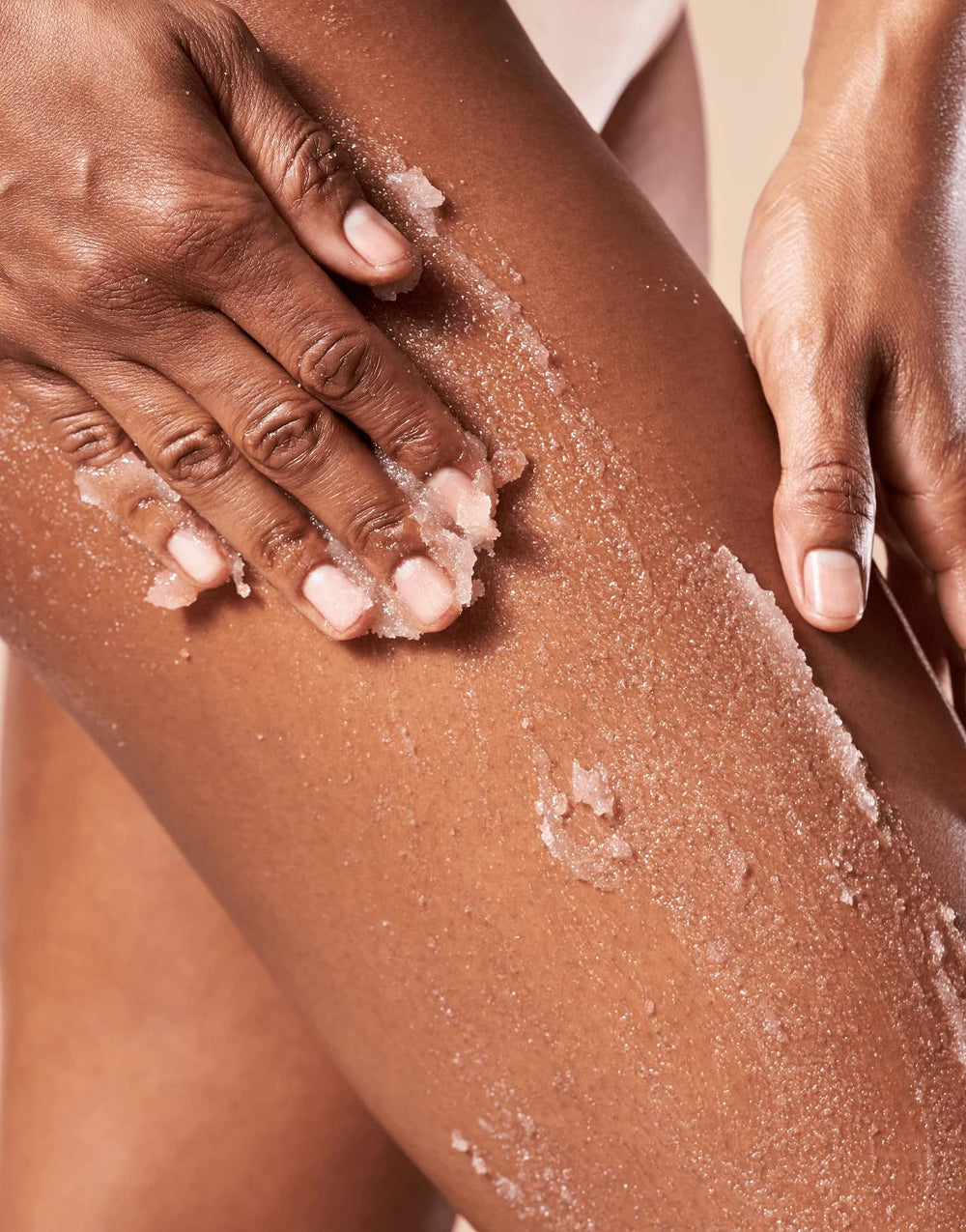 OSEA Salts of the Earth scrub texture closeup during mid application for gentle exfoliation