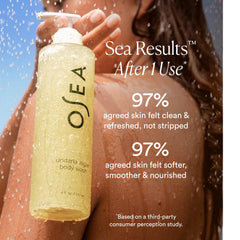 OSEA Undaria Algae Body Wash citrus scent enhances morning shower experience.
