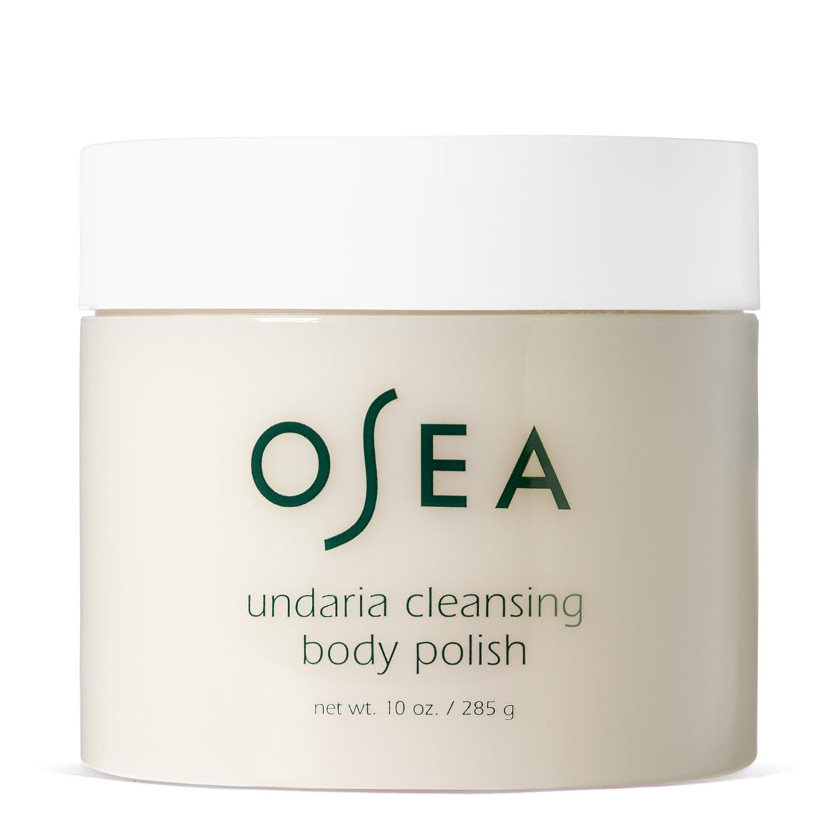 OSEA Undaria cleansing body polish showing pumice grains for smoother skin texture.
