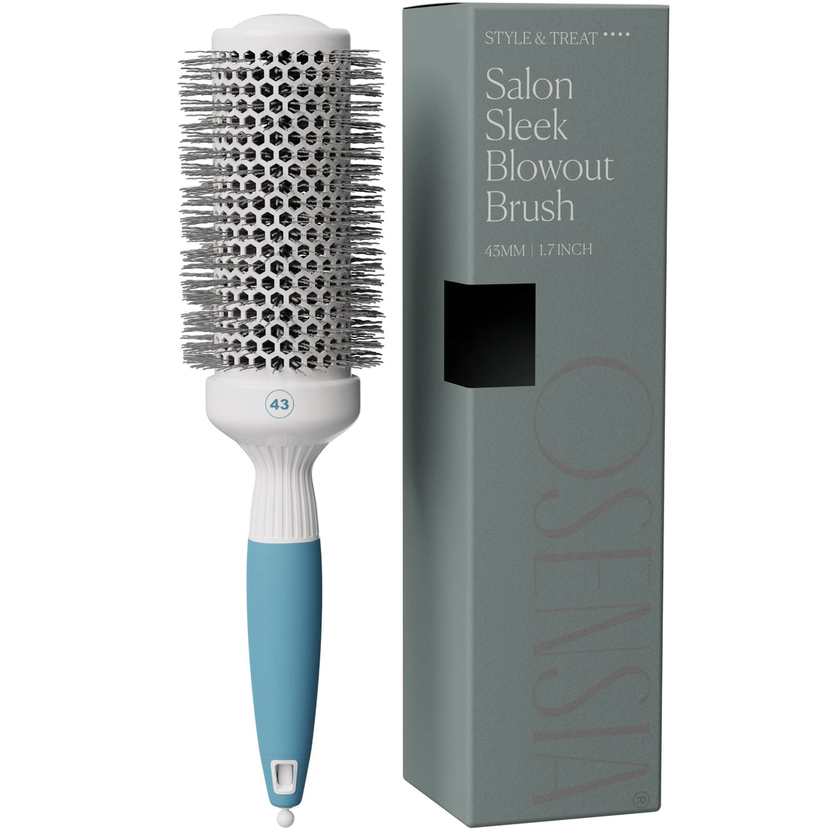 Osensia medium round brushing brush front view with ergonomic grip for comfortable styling.