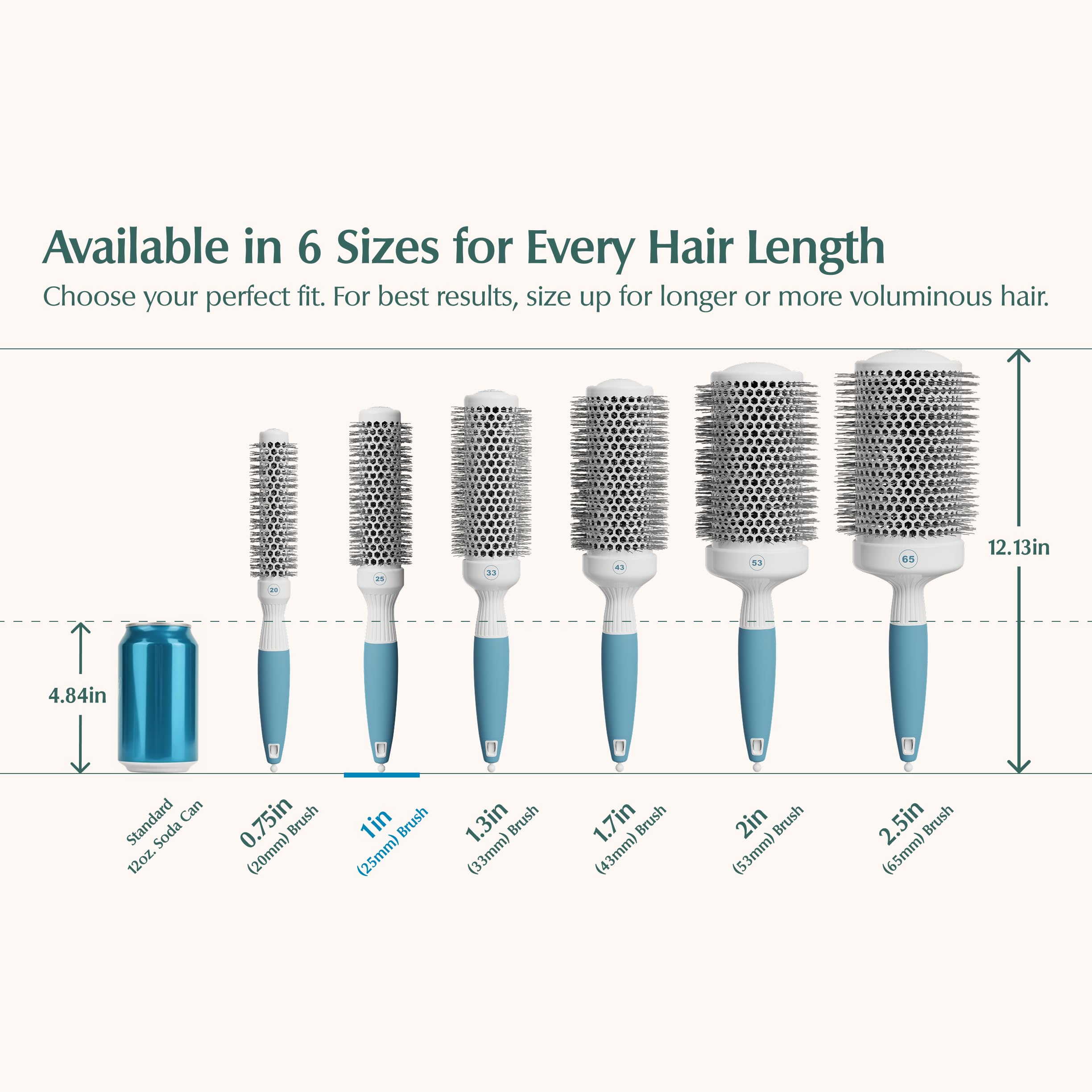 Osensia ceramic ionic coating visible on the round brush enhances shine.