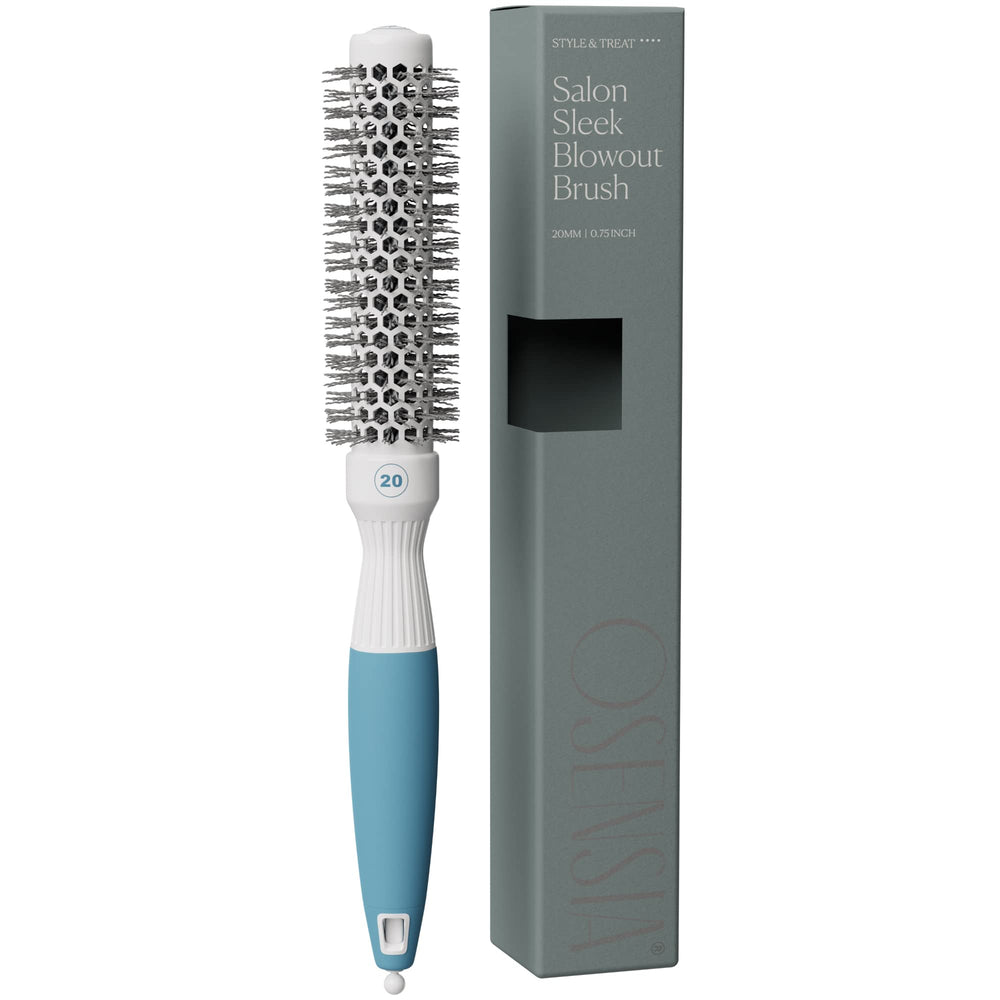 Osensia small round brush ergonomic handle closeup for comfortable styling
