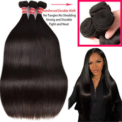 Oshiney Brazilian virgin straight hair in natural silky texture.