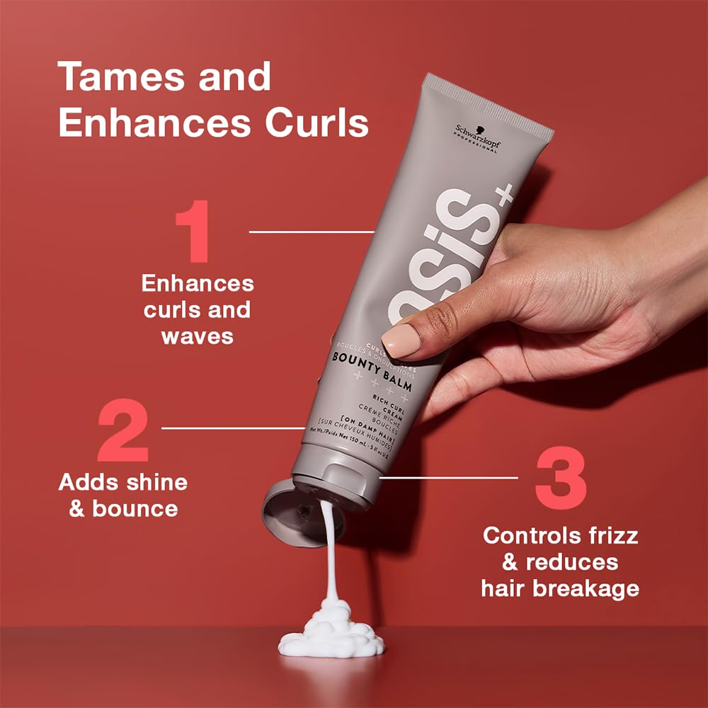 OSiS+ Bounty Balm Rich Curl Cream fingers defining curls for a smooth look