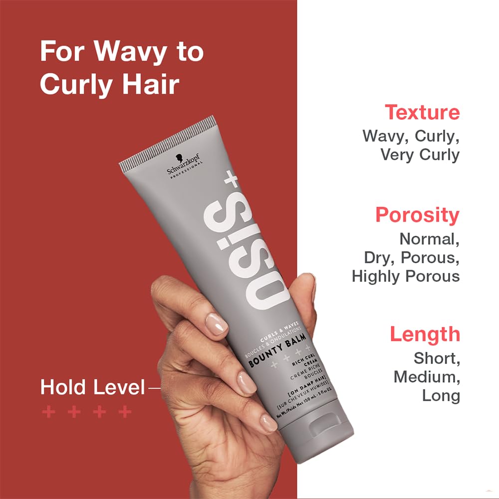 OSiS+ Bounty Balm Rich Curl Cream waves model shows defined curls