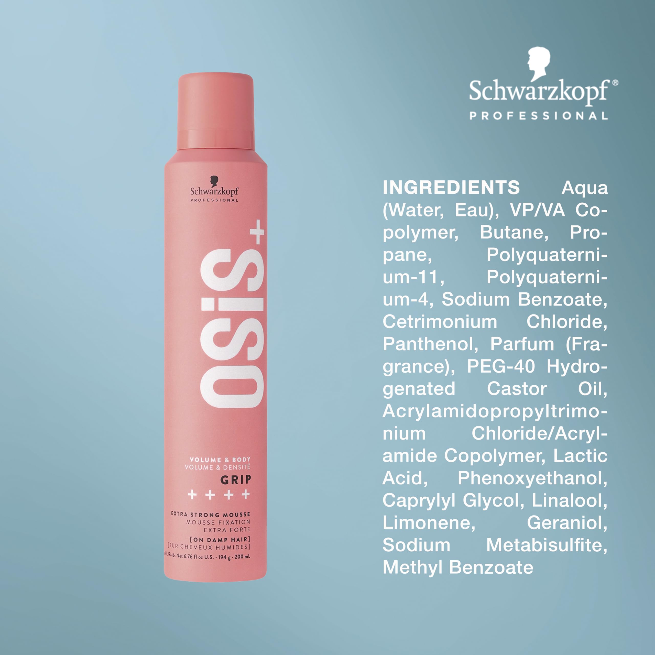 OSiS+ Grip Extreme Hold Mousse ofrece brillo natural sin parecer pegajoso.
