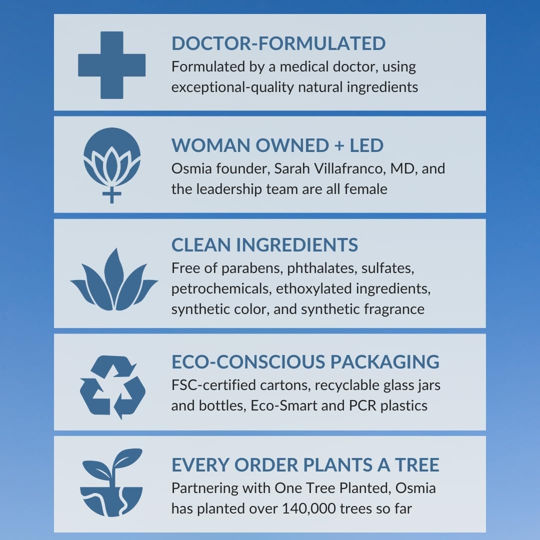 Osmia Cruelty-free ingredients packaging highlights clean, ethical beauty.