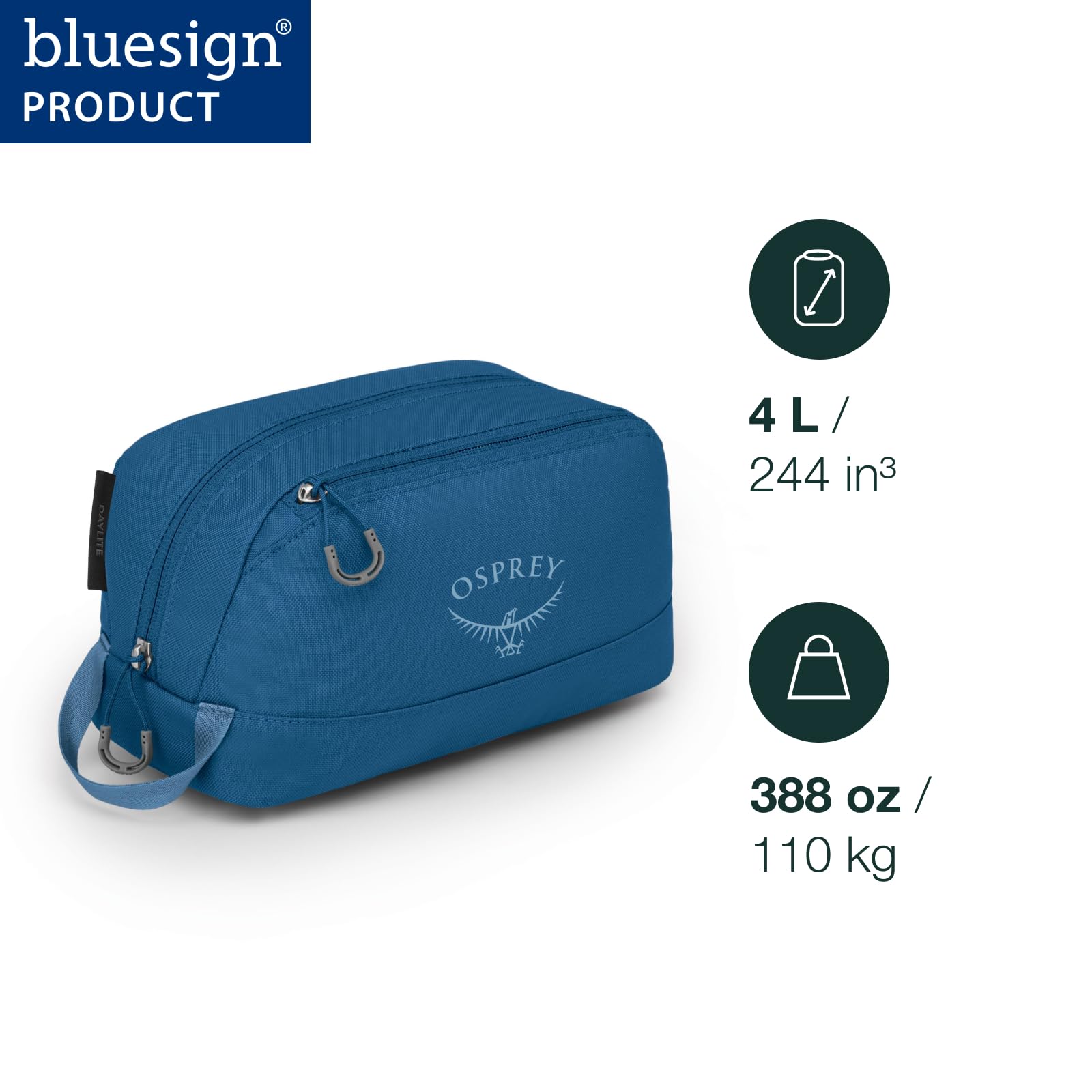 Osprey Daylite Toiletry Kit Black with zippered compartments for tidy packing.