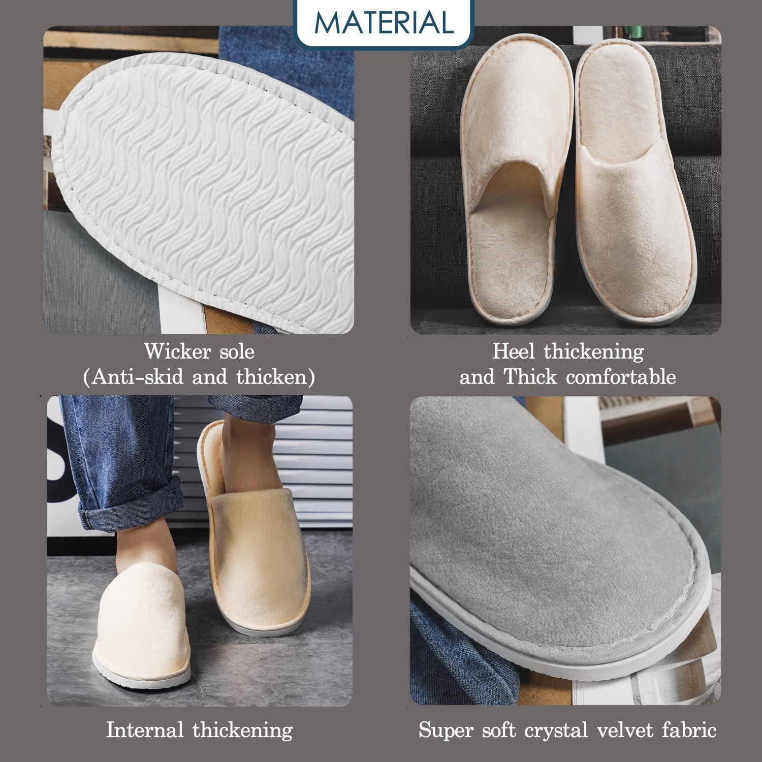 OSTADARRA unisex one-size slippers fit most guests.