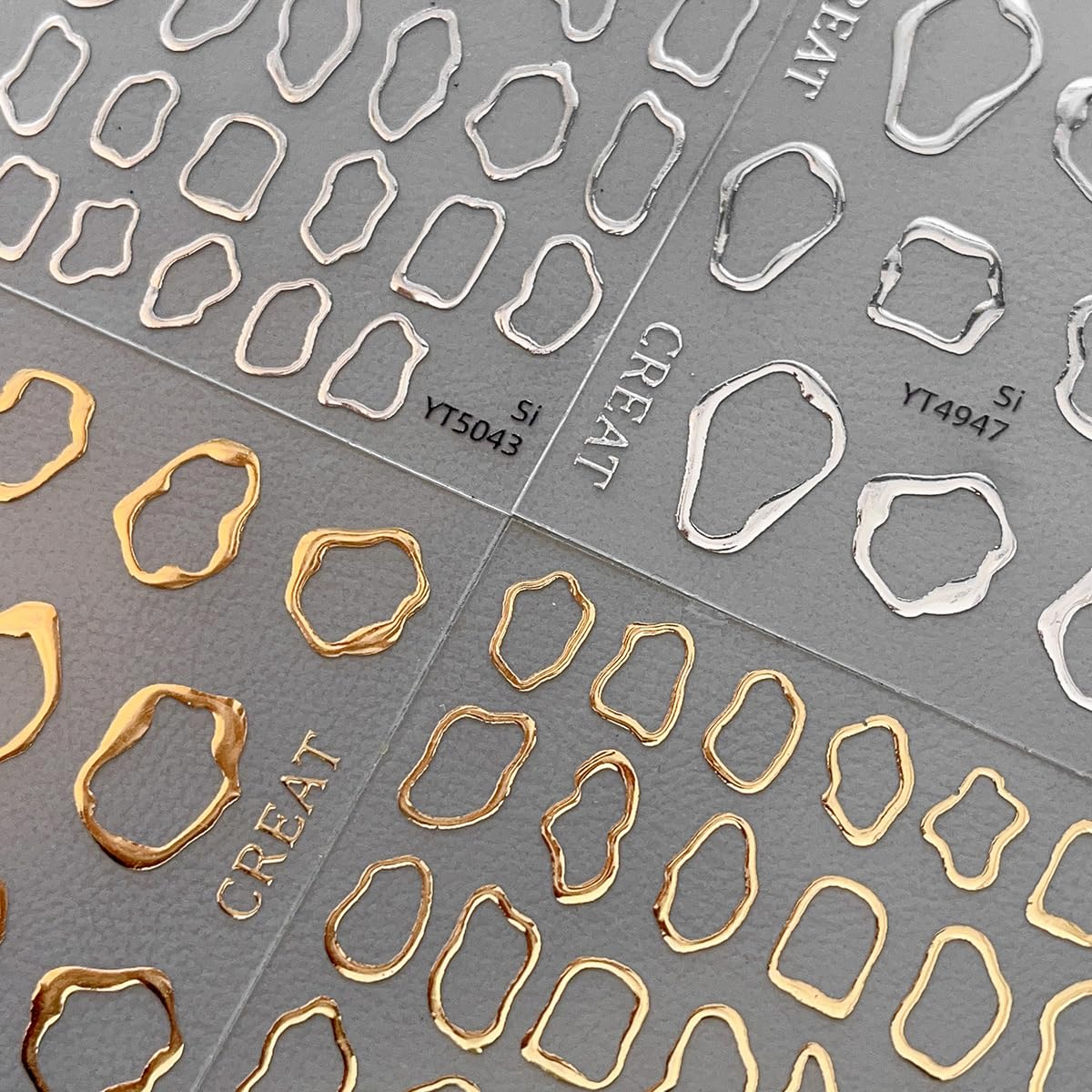 OSTTMA diseños geométricos irregulares para uñas en oro-plata