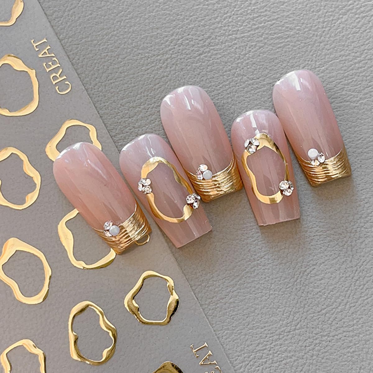 OSTTMA pegatinas metálicas para uñas en oro-plata