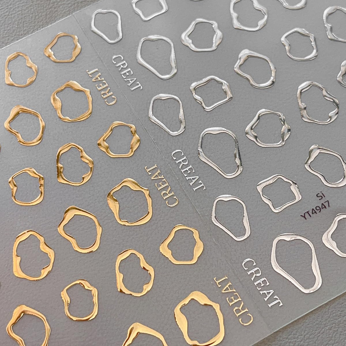 OSTTMA pegatinas para uñas con círculos huecos en oro-plata