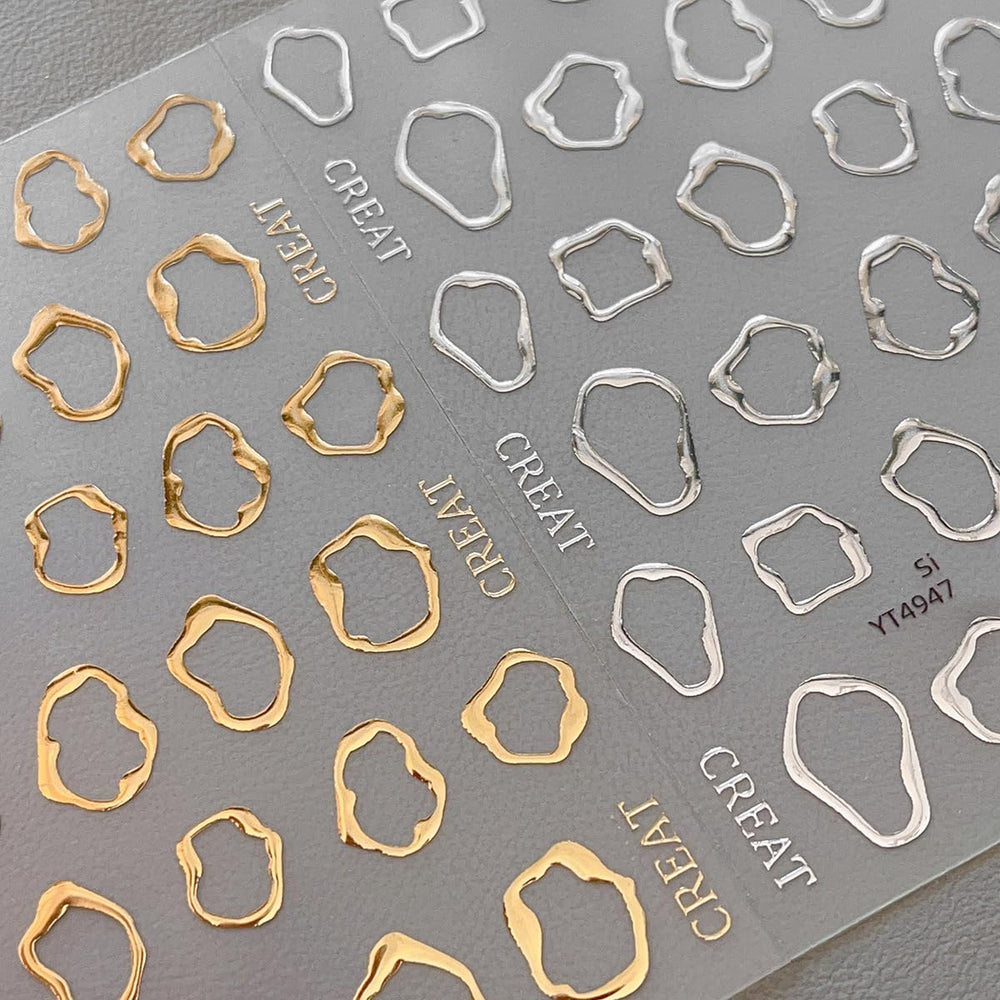 OSTTMA pegatinas para uñas con círculos huecos en oro-plata