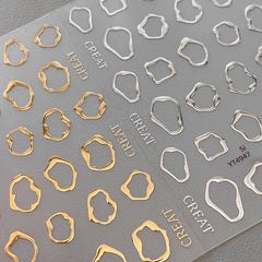 OSTTMA pegatinas para uñas con círculos huecos en oro-plata