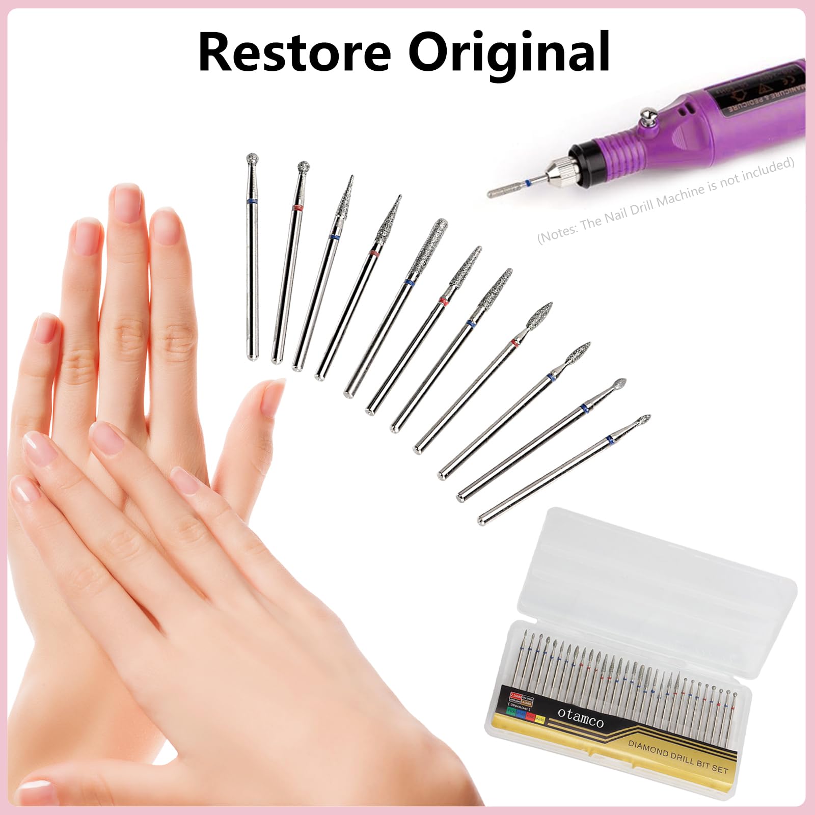 OTAMCO diamond nail bit round shape for smooth shaping and finishing