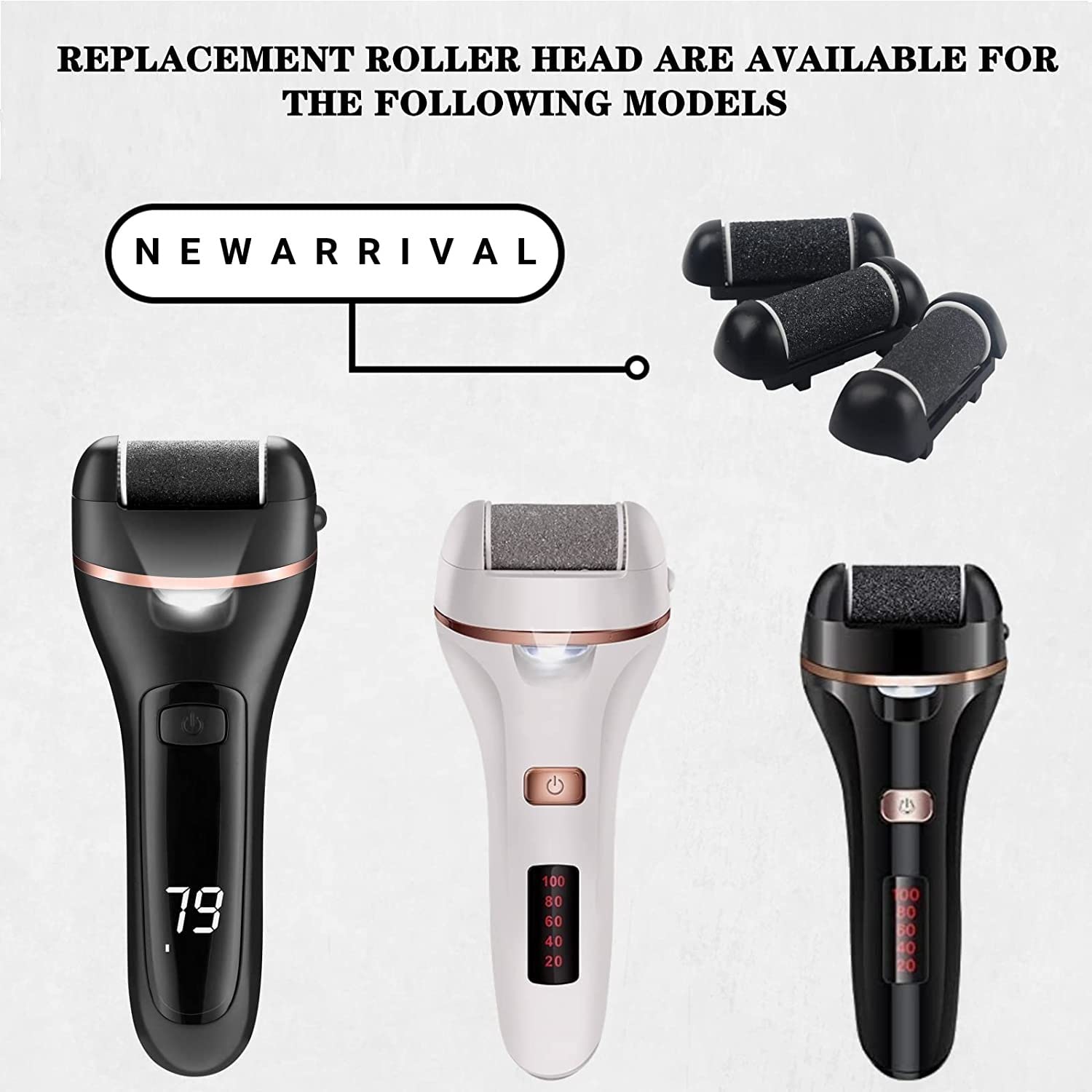 OTAZWA extra coarse roller head targets stubborn calluses.