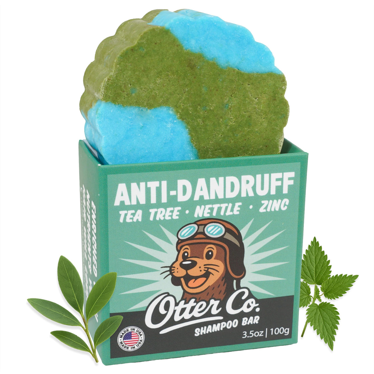 Otter co barra champú anticaspa árbol de té, ideal para cuero cabelludo fresco.