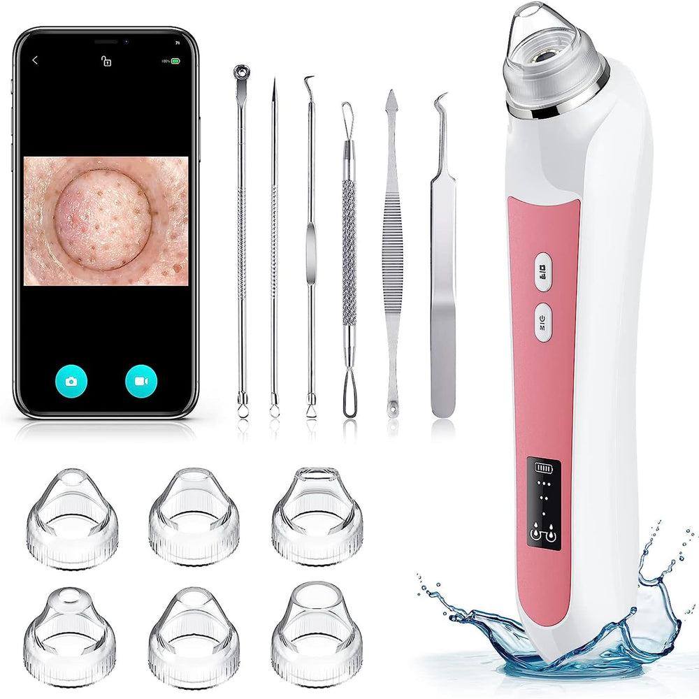 Ottleba Blackhead Remover Vacuum camera view shows magnified pores for precise extraction.