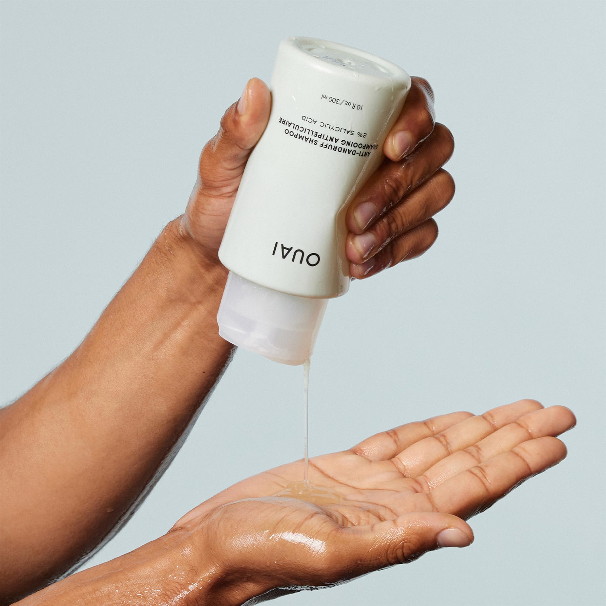 OUAI routine setup with shampoo suggests simple daily care steps.