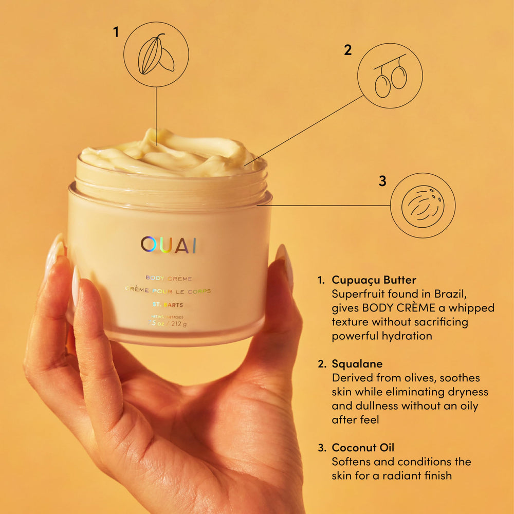 OUAI Body Cream with coconut oil softens skin and smooths texture