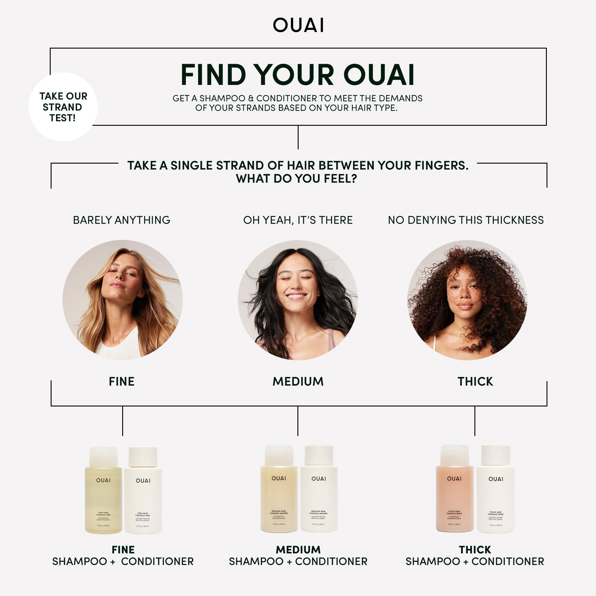 OUAI cabello con brillo saludable tras el uso.