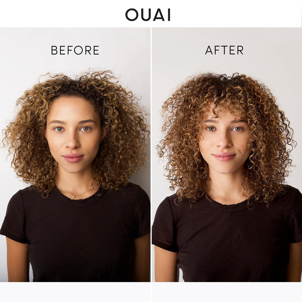 OUAI crema rizos, aplicación en cabello húmedo para definición.