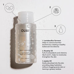 OUAI Dean Street body cleanser with rosehip oil for antioxidant-rich nourishment