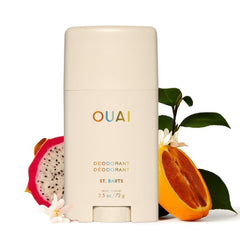 OUAI Desodorante sin aluminio St. Barts: botella elegante y aplicación limpia todo el día.