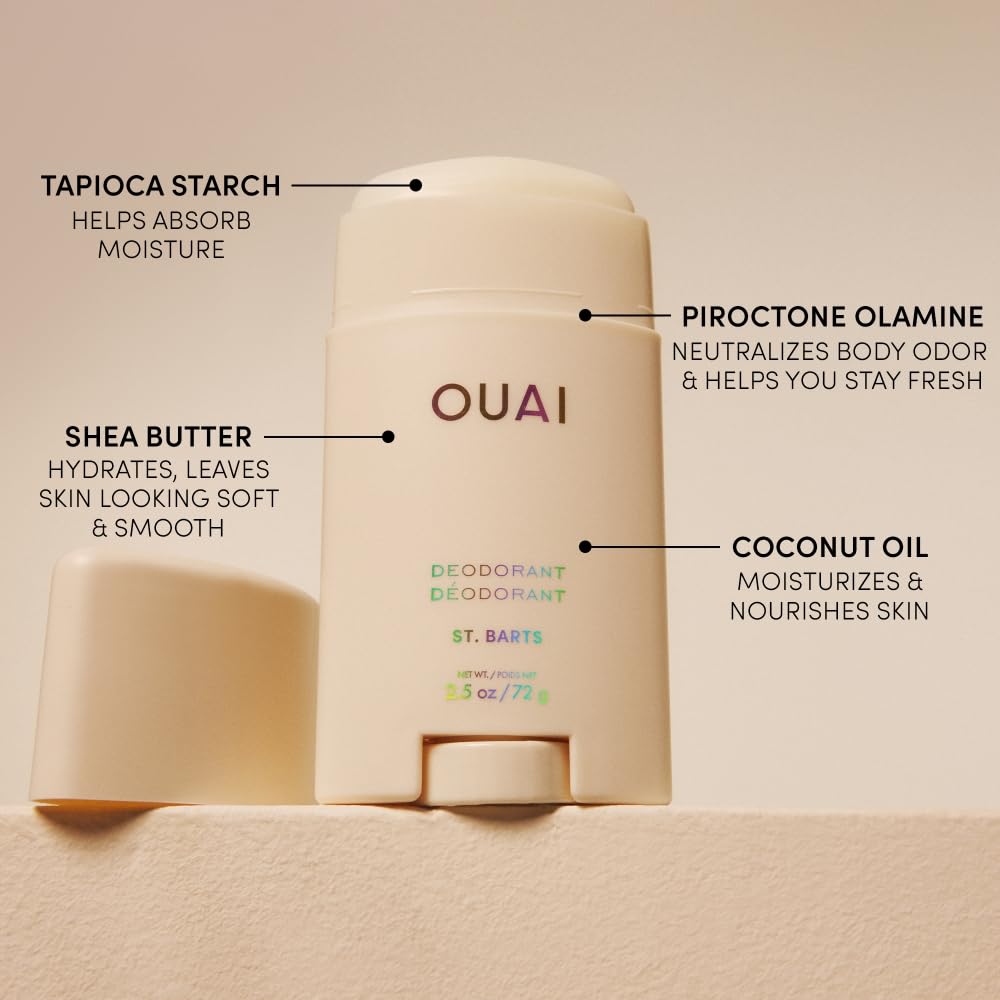 OUAI Desodorante sin aluminio St. Barts: control de olor discreto todo el día.