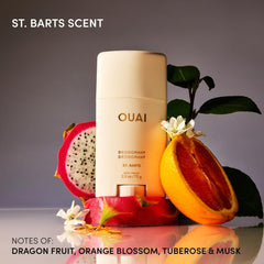 OUAI Desodorante sin aluminio St. Barts: notas de fruta dragon para frescura duradera.