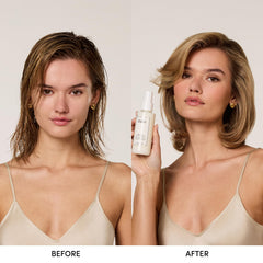 OUAI detangler spray bottle helps smooth knots and prep hair for styling sessions.