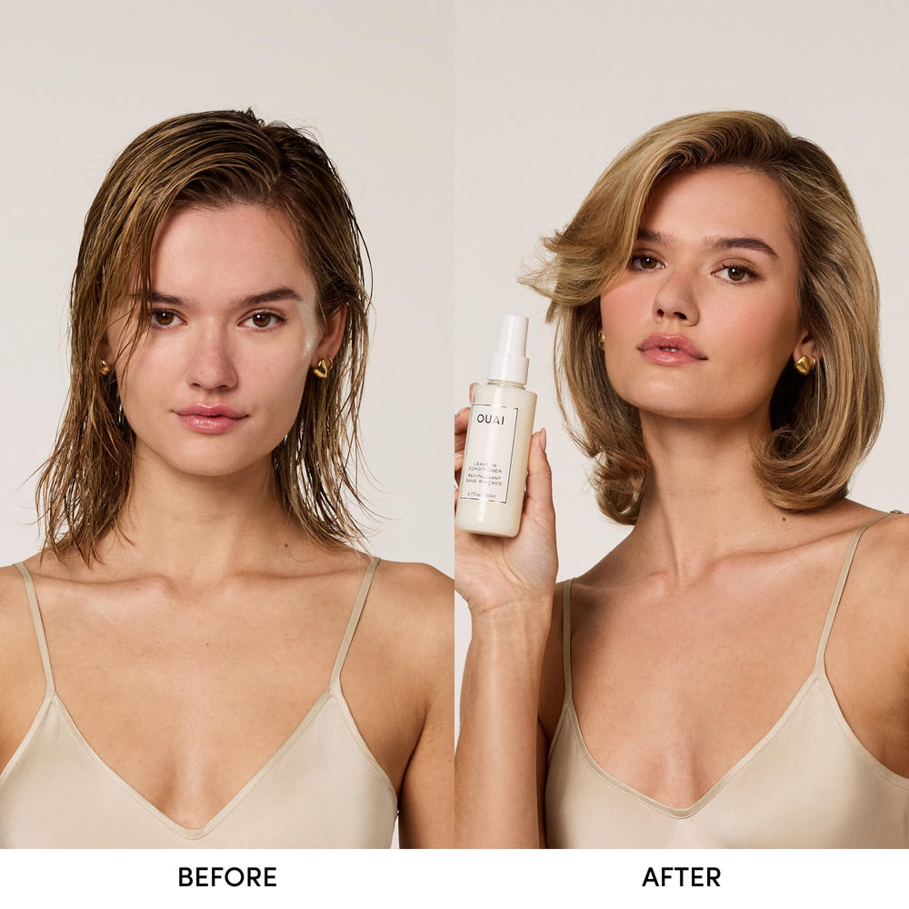 OUAI detangler spray on hair strands reduces knots and breakage