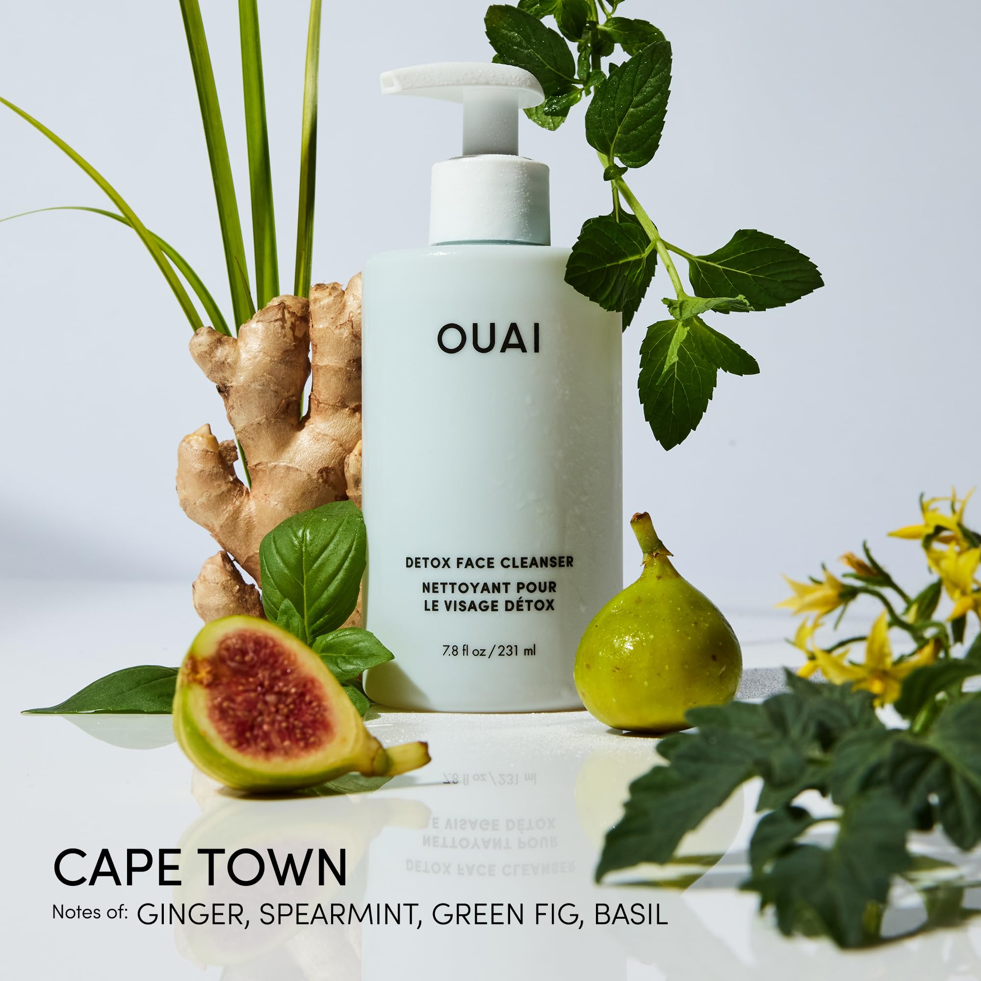 OUAI Detox Facial Cleanser creamy foam shows rich lather for daily use