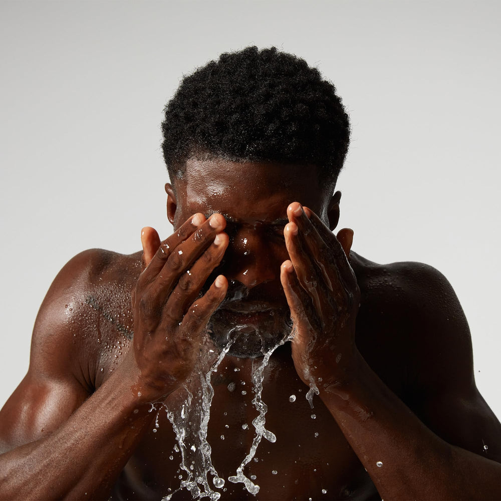 OUAI Detox Facial Cleanser after-workout routine in use demonstrates cleansing after sweat