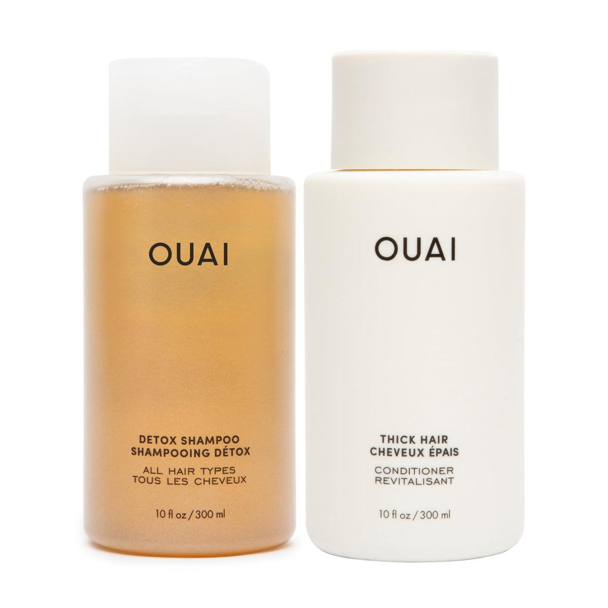 OUAI Detox Shampoo bottle demonstrates buildup and hard water cleansing.