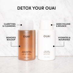 OUAI Detox Shampoo clarifying formula bottle removes hard-water residue for brighter strands