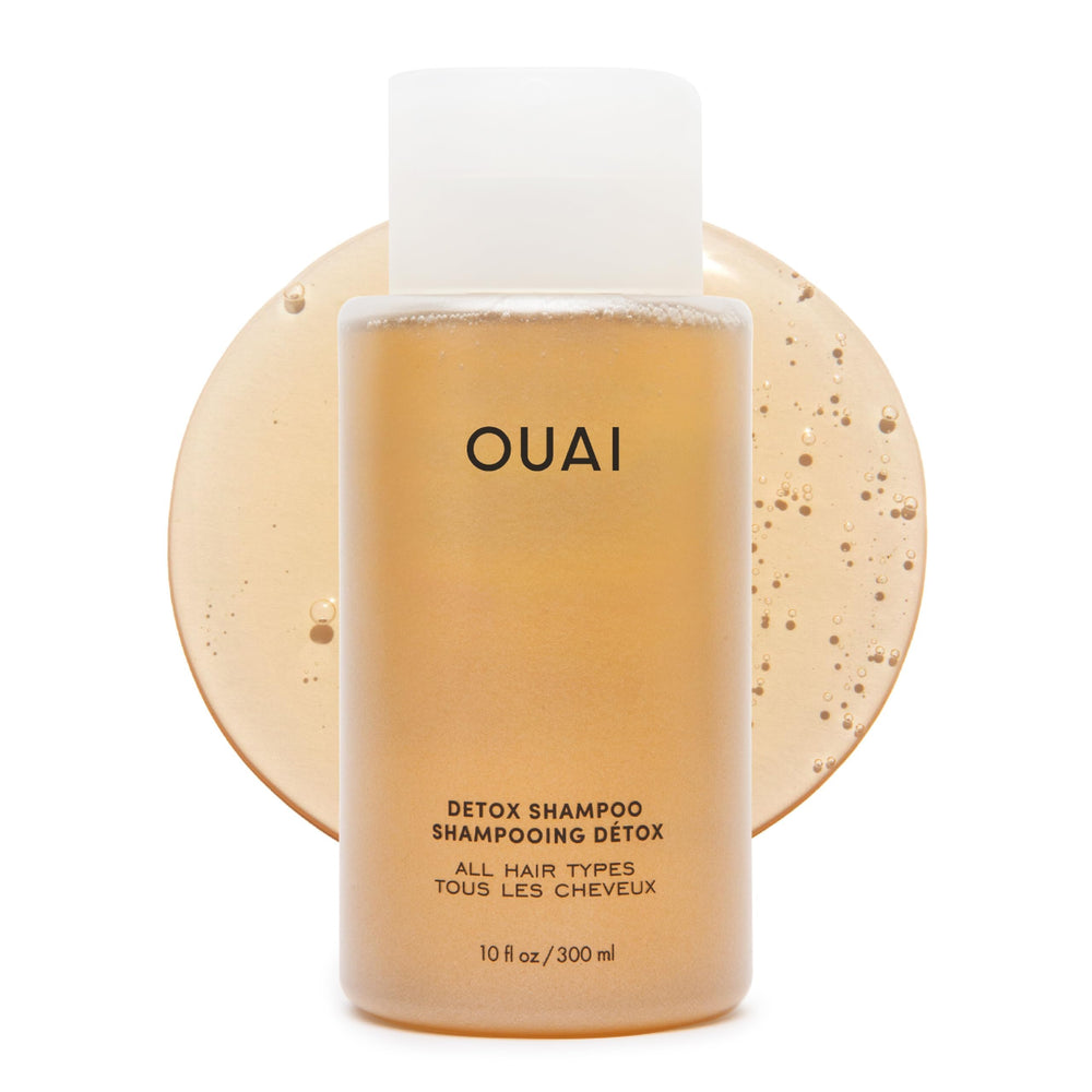 OUAI detox shampoo front packaging showing clean design and clear benefits