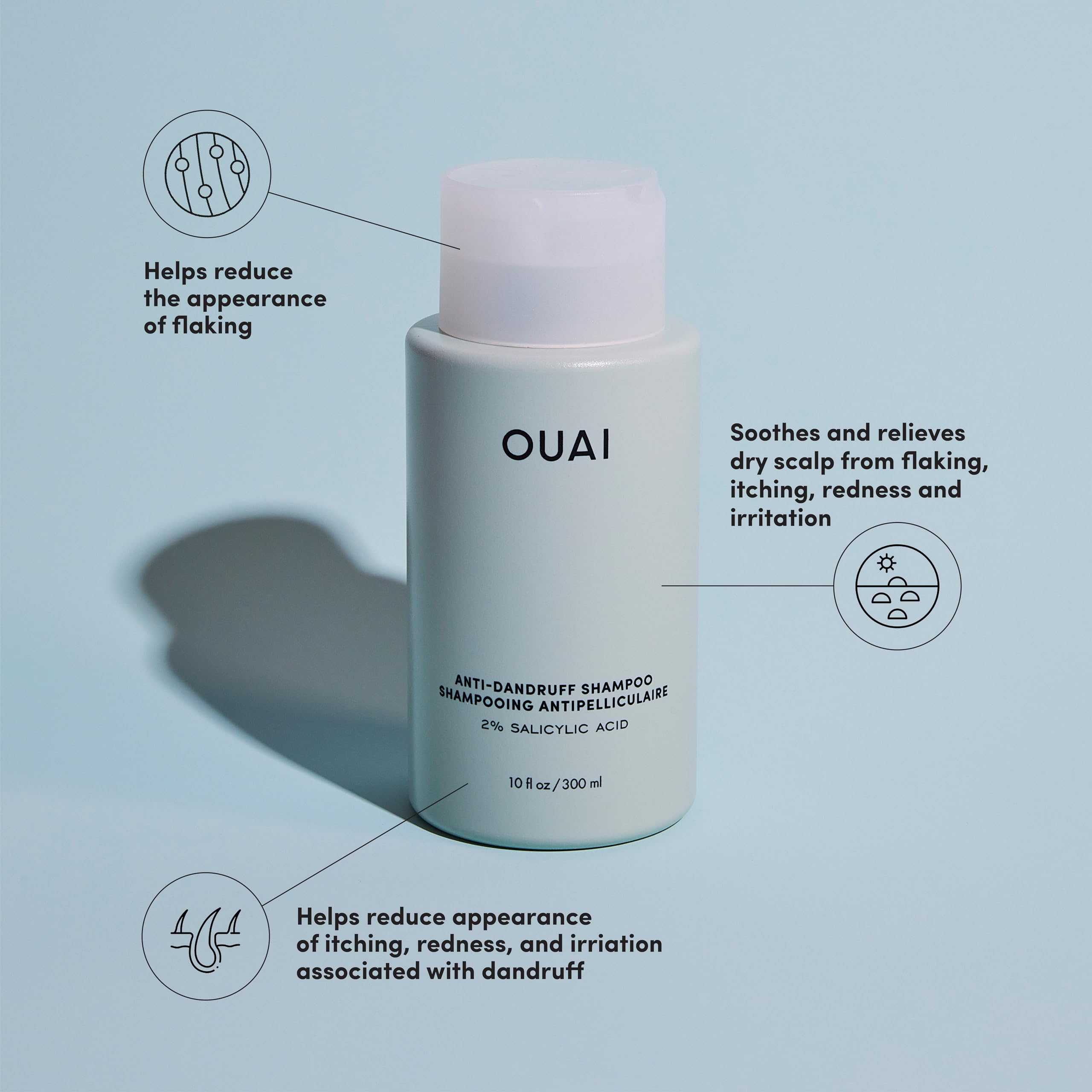 OUAI Detox Shampoo being applied in a gentle lather on scalp