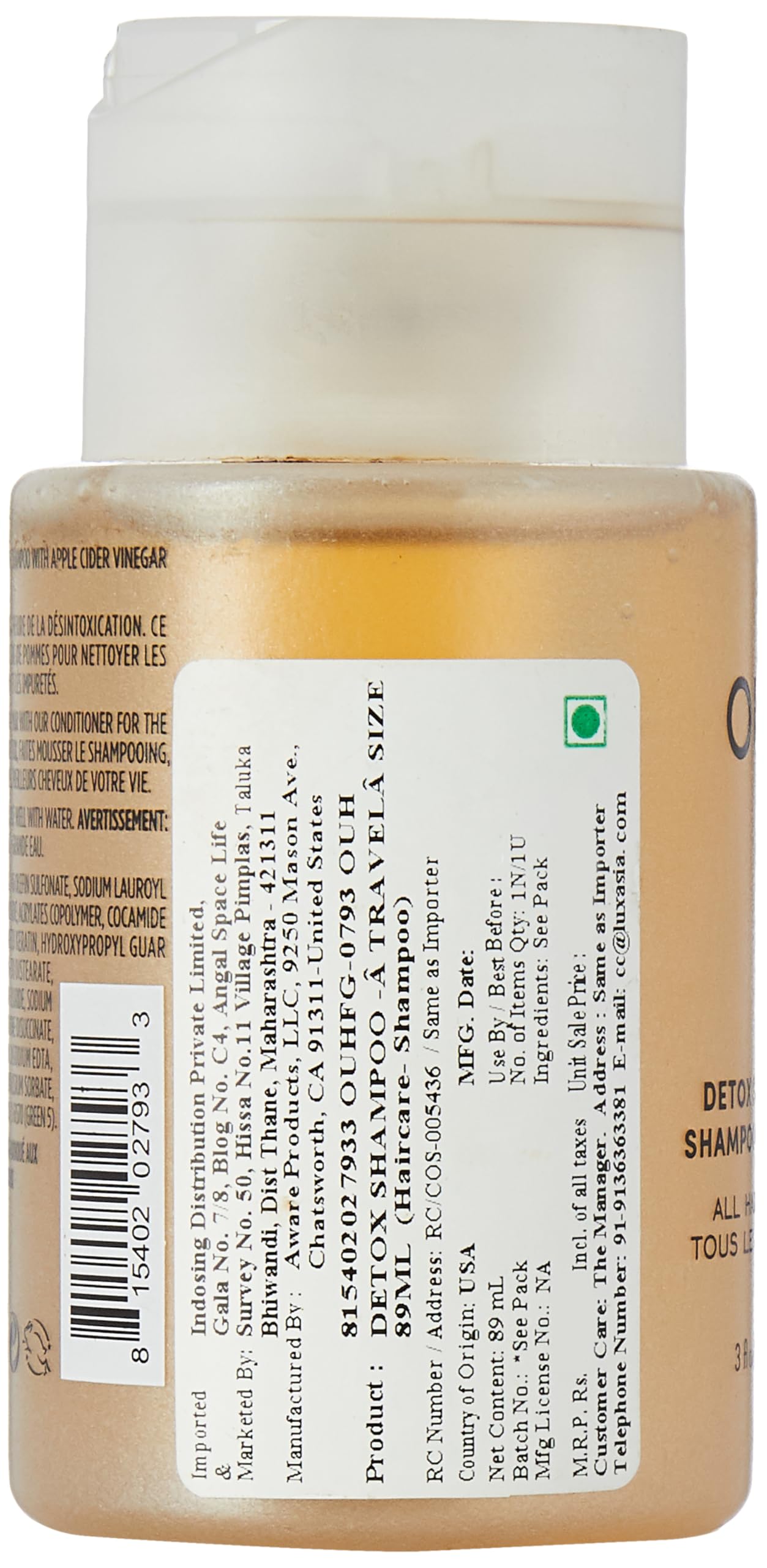 OUAI Detox Shampoo keratina, aporta brillo y suavidad al cabello.