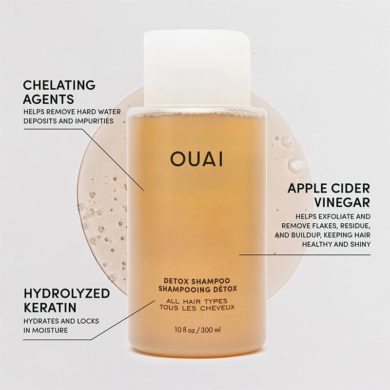 OUAI Detox Shampoo limpieza profunda para cabello con acumulación y residuos.