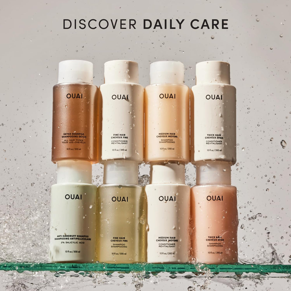 OUAI Fine Hair Shampoo application shot guiding root massage for volume