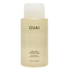 OUAI Fine Hair Shampoo bottle displaying lightweight volume formula