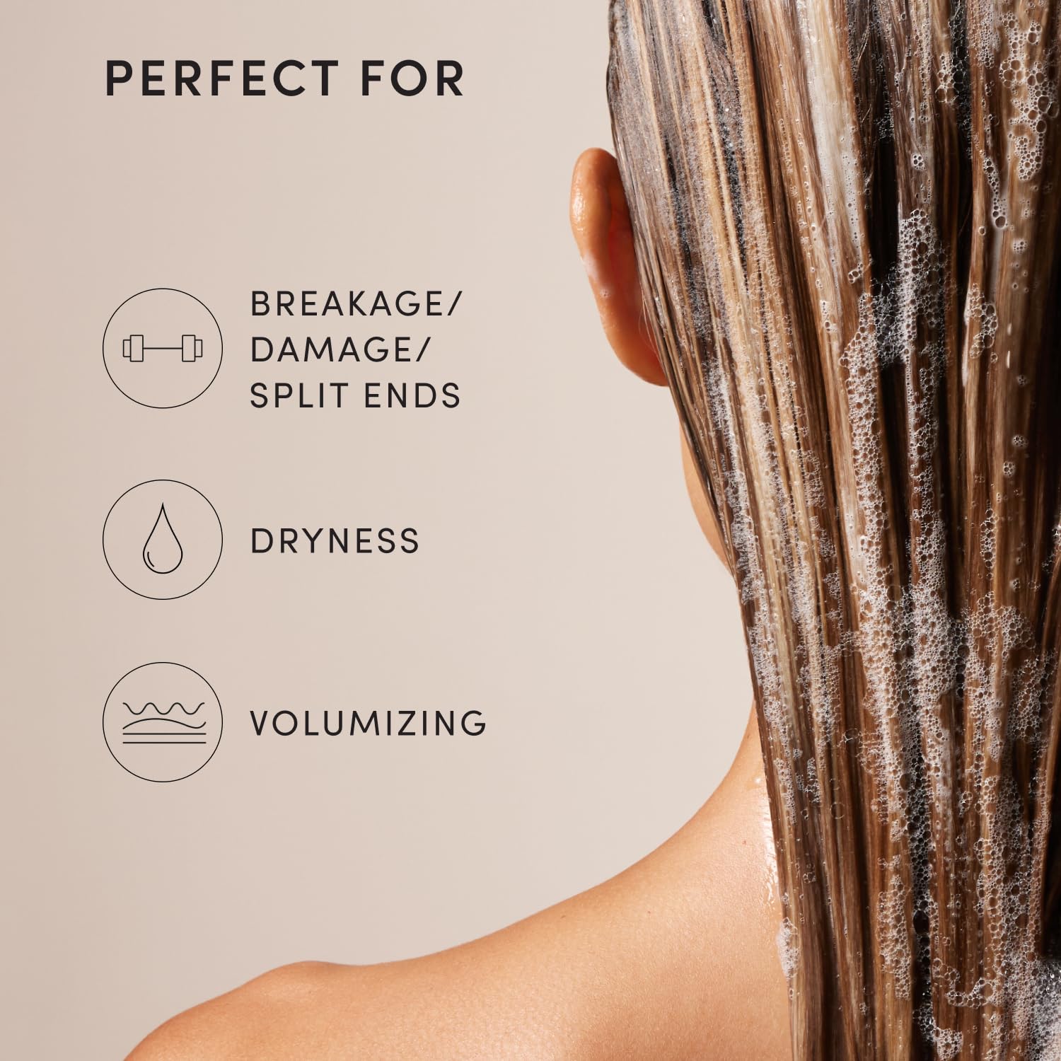 OUAI Fine Hair Shampoo chia-seed-oil detail signaling deep hydration and shine