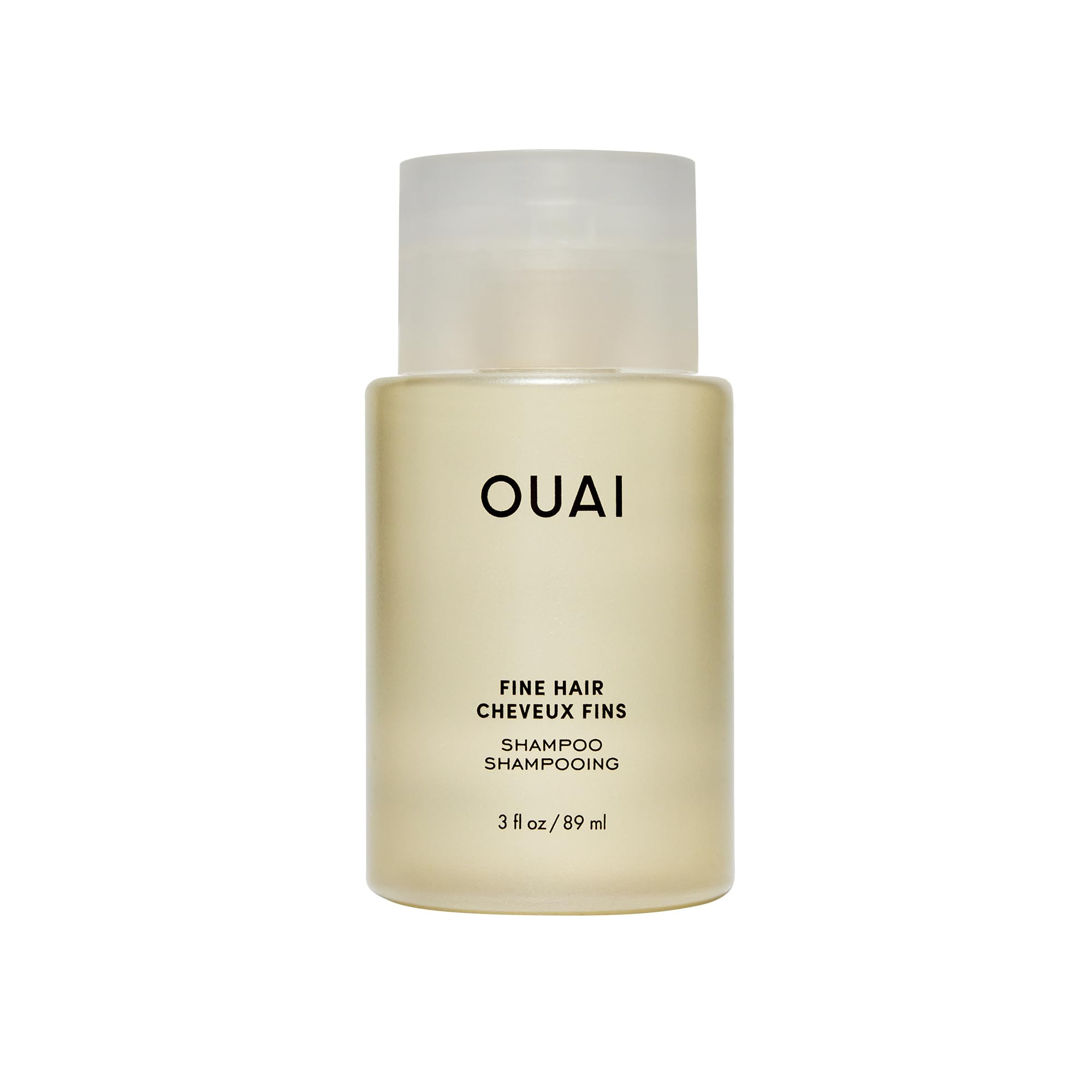 OUAI Fine Shampoo tamaño viaje aporta volumen ligero para cabello fino.