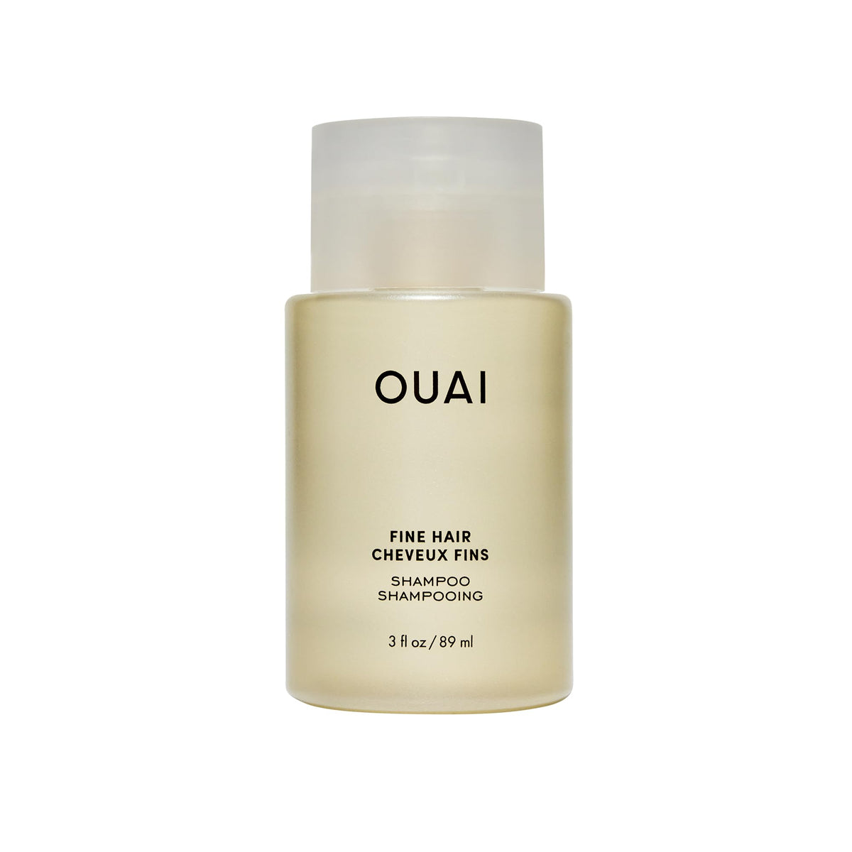 OUAI Fine Shampoo tamaño viaje aporta volumen ligero para cabello fino.