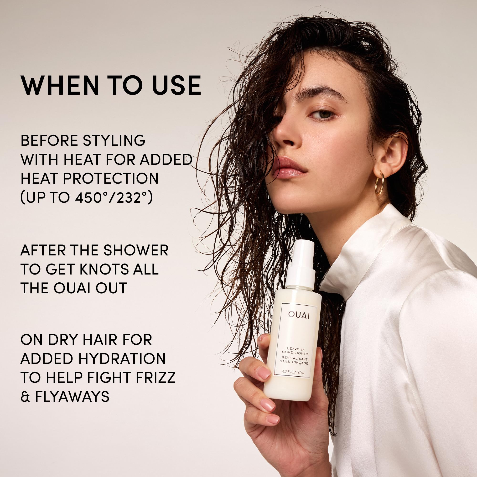 OUAI frizz control spray smooths flyaways for polished looks