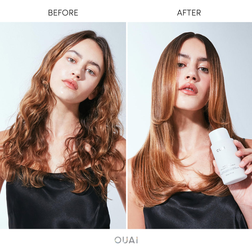 OUAI Hair Gloss promoting color vibrancy after washing