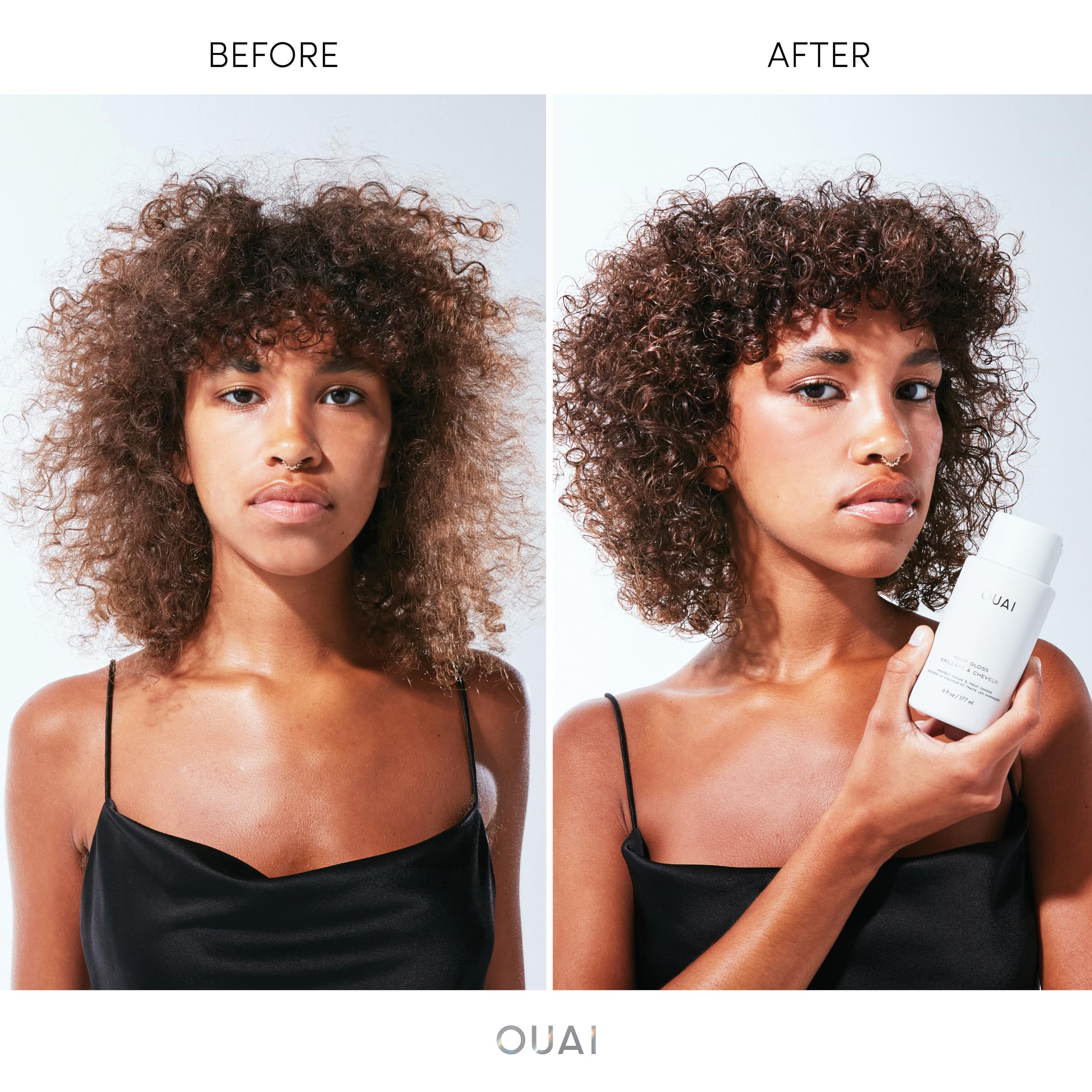OUAI Hair Gloss featuring hyaluronic acid for moisture in strands