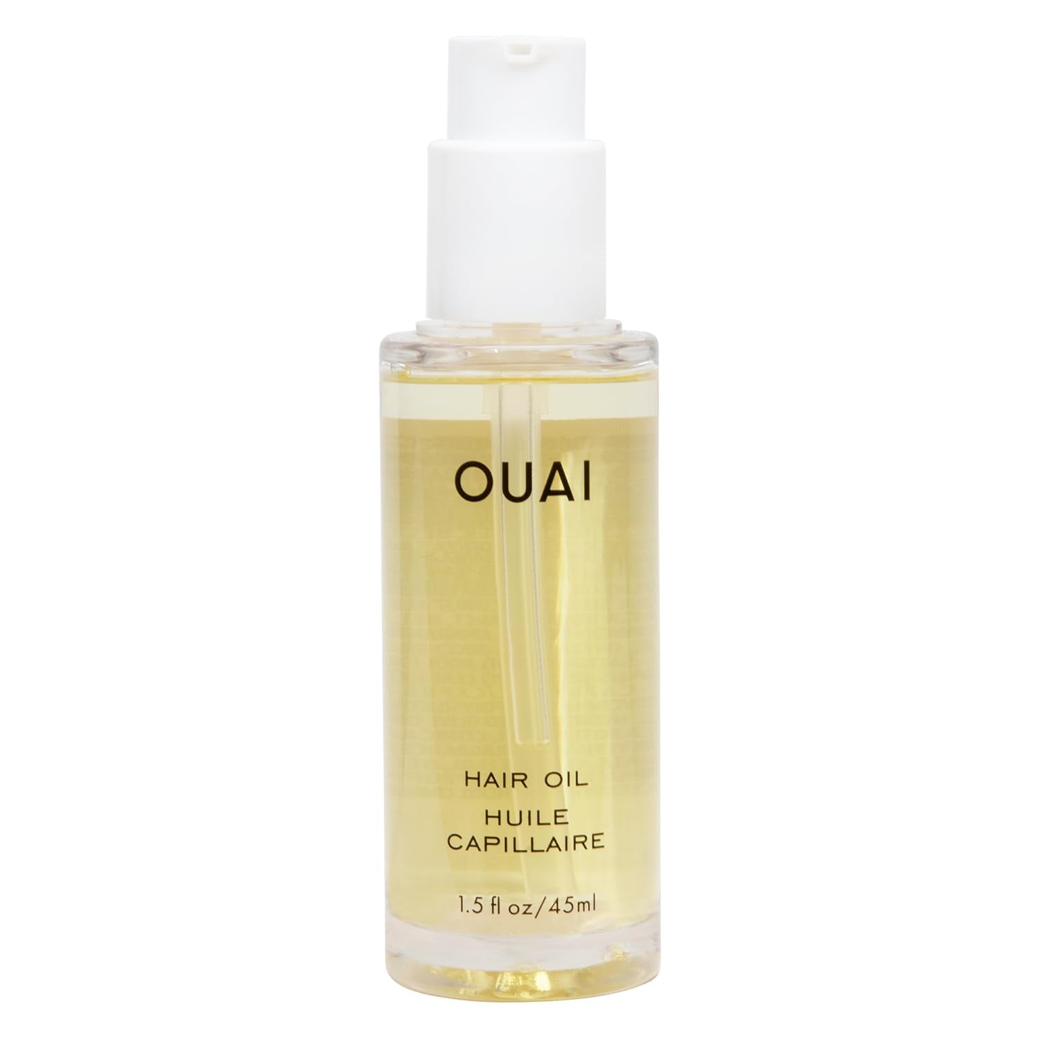 OUAI Hair Oil bottle with pump for easy application and shine